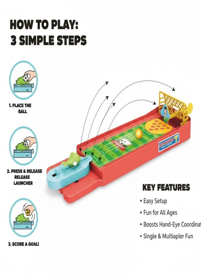 Drumstone 𝓓rumstone (𝟑 𝐘𝐄𝐀𝐑 𝐖𝐀𝐑𝐑𝐀𝐍𝐓𝐘) Shroket Mini Soccer Table Game - Compact Plastic Football Field with Ball Launcher Dual Goal Posts & Score Tracker Fun Interactive Desktop Sports Toy for Kids - Image 3